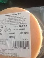 Mängden socker i Tête de moine 1/2 AOP