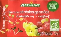 Mängden socker i Barre de céréales germées cranberry et raisins bio