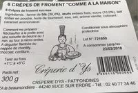 Mängden socker i 6 CRÊPES DE FROMENT