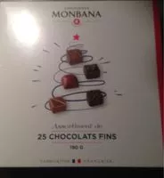Mängden socker i Assortiments 25 chocolats fin