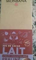 Mängden socker i Chocolat lait praliné crêpe dentelle