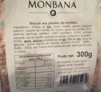 Mängden socker i Biscuit aux pépites de myrtilles