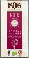 Mängden socker i Chocolat Noir aux Raisins et Amandes Bio