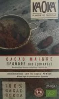 Mängden socker i Cacao maigre en poudre bio équitable