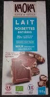 Mängden socker i Chocolat au Lait aux Noisettes Entières Bio