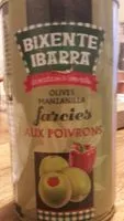 Mängden socker i Olives manzanilla farcies aux poivrons