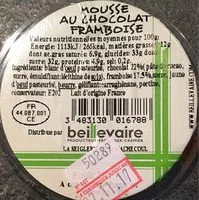 Mängden socker i Mousse au chocolat framboise