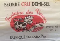 Mängden socker i Beurre cru sel Fontaine des veuves