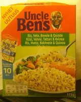 Mängden socker i Uncle Ben's 375G Keitinpussi,Pitkäjyväinen Riisi,Vehnä,Tattari & Kvinoa