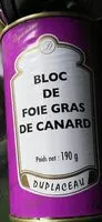 Mängden socker i Bloc de foie gras de canard