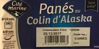 Mängden socker i Cité Marine Pané au colin d'Alaska les 5 panés de 100 g