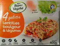 Mängden socker i 4 galettes lentilles boulgour et légumes