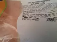 Mängden socker i Panes de ble fromage et epinards