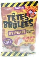 Mängden socker i Têtes brûlées - Bonbons tendres acides dragéifiés goût cola