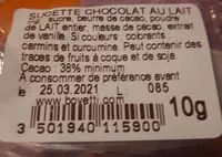 Mängden socker i Sucette chocolat au lait