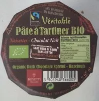 Mängden socker i Véritable pâte à tartiner bio chocolat noir - noisettes 40%