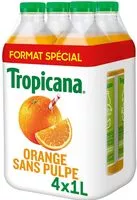 Mängden socker i Tropicana 100% oranges pressées sans pulpe format spécial lot de 4 x 1 L