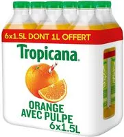 Mängden socker i Tropicana Orange avec pulpe lot de 6 x 1,5 L dont 1 L offert