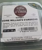 Mängden socker i Sorbet poire Williams d'Ardèche
