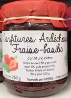 Mängden socker i Confitures ardéchoises Fraise-basilic