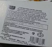 Mängden socker i 2 tartes fines chèvre légumes