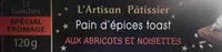 Mängden socker i Toast pain d'épice abricot noisettes Spécial Foie Gras
