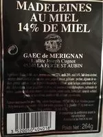 Mängden socker i Madeleines Au Miel (14% De Miel)