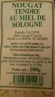 Mängden socker i Nougat tendre au miel de Sologne