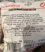Mängden socker i Saucisson sec