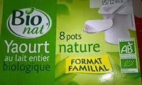 Mängden socker i Yaourt nature au lait entier format familial Bio Nat 8 x 125 gr