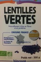 Mängden socker i Lentilles vertes France