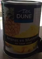 Mängden socker i Ananas en morceaux au sirop leger