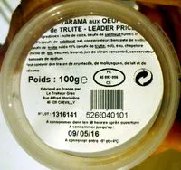 Mängden socker i Tarama aux œufs de truite