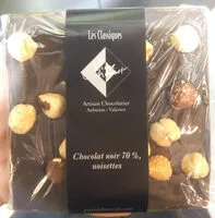 Mängden socker i Chocolat noir 70% noisettes