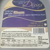 Mängden socker i Crème glacée au rhum raisins