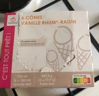 Mängden socker i 6 cônes vanille rhum-raisin