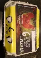 Mängden socker i Oeufs frais de poules élevées en plein air.