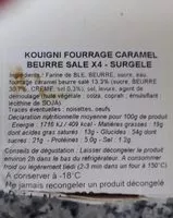 Mängden socker i Kouigni fourrage caramel beurre salé
