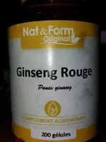 Mängden socker i Nat & Form Ginseng Rouge De Chine 200 Gélules