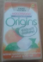 Mängden socker i Chewing gum Origins Hollywood sans sucre arômes orange mandarine et extrait de thé vert