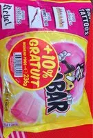 Mängden socker i Bubble Gum Tutti Frutti Malabar, 214G +10% Gratuit