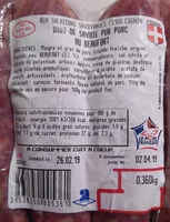 Mängden socker i Diot de Savoie pur porc au beaufort AOP