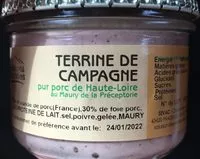 Mängden socker i Terrine de campagne, pur porc de Haute-Loire