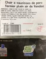 Mängden socker i Chair à saucisse de porc fermier plein air de Vendée