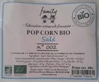 Mängden socker i Pop corn bio salé n°002