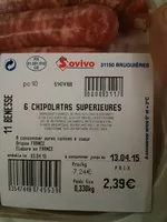 Mängden socker i 6 Chipolatas supérieures