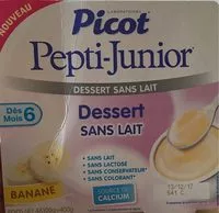 Mängden socker i PICOT Pepti junior Dessert sans lait dès 6 mois 4x100g BANANE