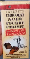 Mängden socker i Tablette de chocolat noir fourré caramel liquide au beurre salé, à la fleur de sel