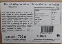 Mängden socker i Biscuit salé fourré au chocolat et aux noisettes
