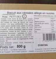 Mängden socker i Biscuits aux céréales allégé en sucres